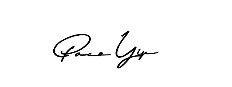 How to make Paco Yip name signature. Use Asem Kandis PERSONAL USE style for creating short signs online. This is the latest handwritten sign. Paco Yip signature style 9 images and pictures png