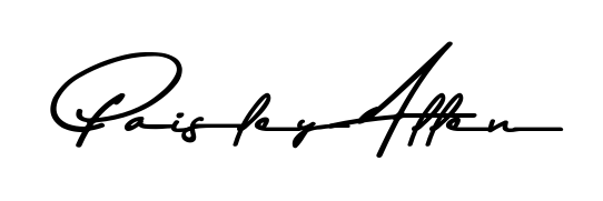 Discover how Paisley Allen looks in an executive cursive font (Asem Kandis PERSONAL USE). Perfect for legal documents, invoices, and certificates. Paisley Allen signature style 9 images and pictures png