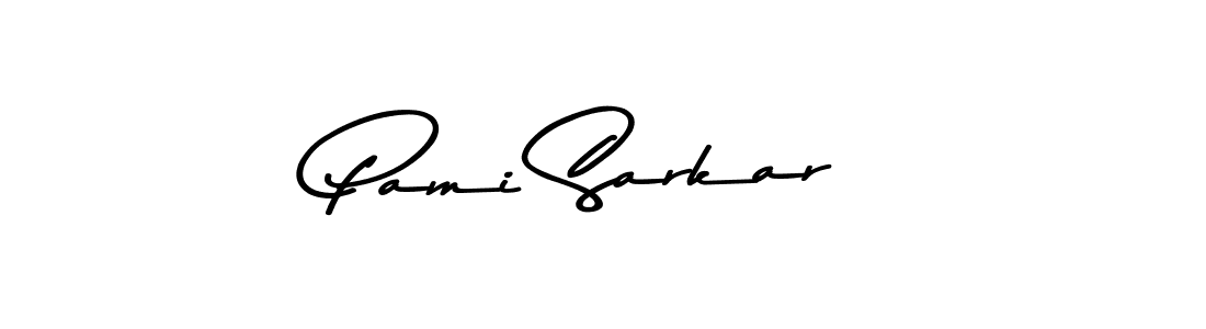 Create a beautiful signature design for name Pami Sarkar. With this signature (Asem Kandis PERSONAL USE) fonts, you can make a handwritten signature for free. Pami Sarkar signature style 9 images and pictures png