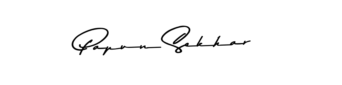 How to make Papun Sekhar name signature. Use Asem Kandis PERSONAL USE style for creating short signs online. This is the latest handwritten sign. Papun Sekhar signature style 9 images and pictures png