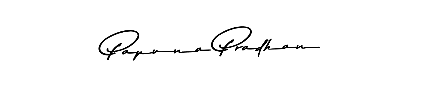 How to make Papuna Pradhan name signature. Use Asem Kandis PERSONAL USE style for creating short signs online. This is the latest handwritten sign. Papuna Pradhan signature style 9 images and pictures png
