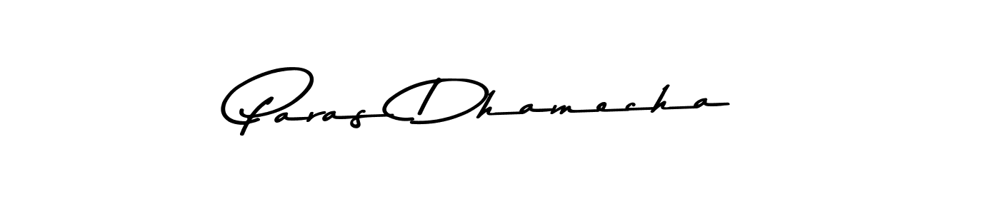How to make Paras Dhamecha name signature. Use Asem Kandis PERSONAL USE style for creating short signs online. This is the latest handwritten sign. Paras Dhamecha signature style 9 images and pictures png