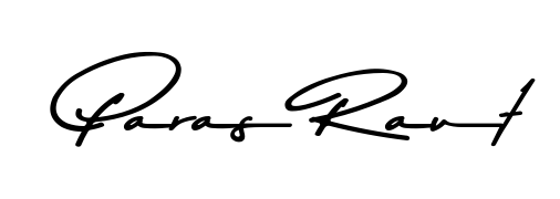 Try this chic Paras Raut handwritten sign style. Using Asem Kandis PERSONAL USE font elements, it gives your name a sleek, memorable identity. Paras Raut signature style 9 images and pictures png