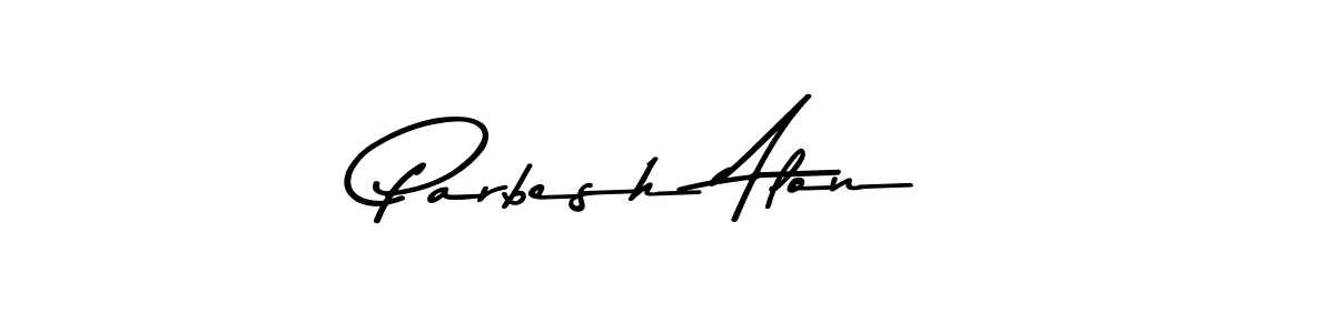 The best way (Asem Kandis PERSONAL USE) to make a short signature is to pick only two or three words in your name. The name Parbesh Alon include a total of six letters. For converting this name. Parbesh Alon signature style 9 images and pictures png