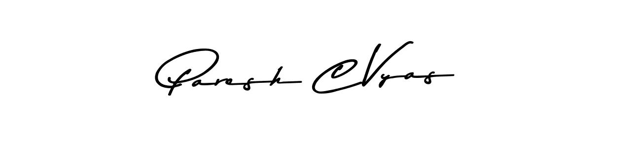 How to make Paresh C Vyas name signature. Use Asem Kandis PERSONAL USE style for creating short signs online. This is the latest handwritten sign. Paresh C Vyas signature style 9 images and pictures png