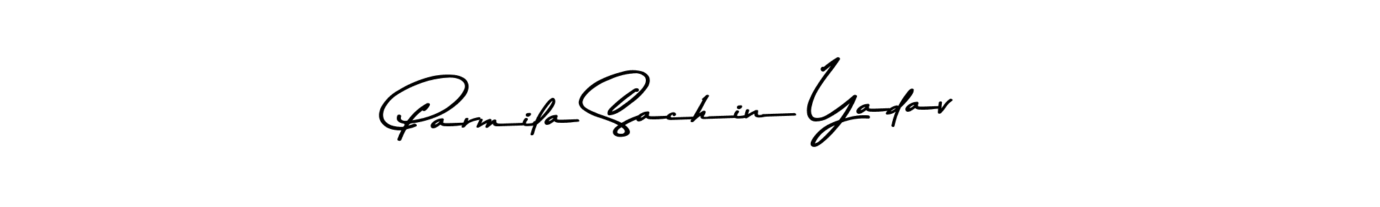 How to make Parmila Sachin Yadav name signature. Use Asem Kandis PERSONAL USE style for creating short signs online. This is the latest handwritten sign. Parmila Sachin Yadav signature style 9 images and pictures png