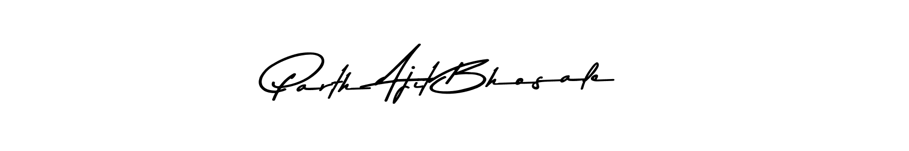 How to make Parth Ajit Bhosale name signature. Use Asem Kandis PERSONAL USE style for creating short signs online. This is the latest handwritten sign. Parth Ajit Bhosale signature style 9 images and pictures png