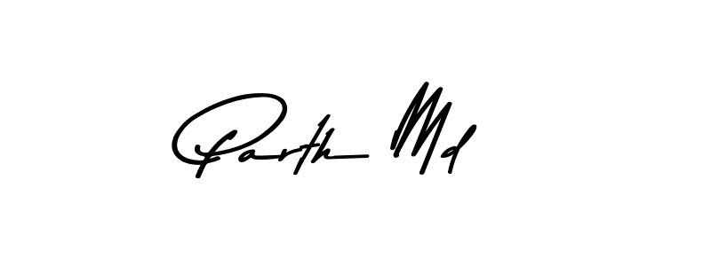 Create a beautiful signature design for name Parth Md. With this signature (Asem Kandis PERSONAL USE) fonts, you can make a handwritten signature for free. Parth Md signature style 9 images and pictures png