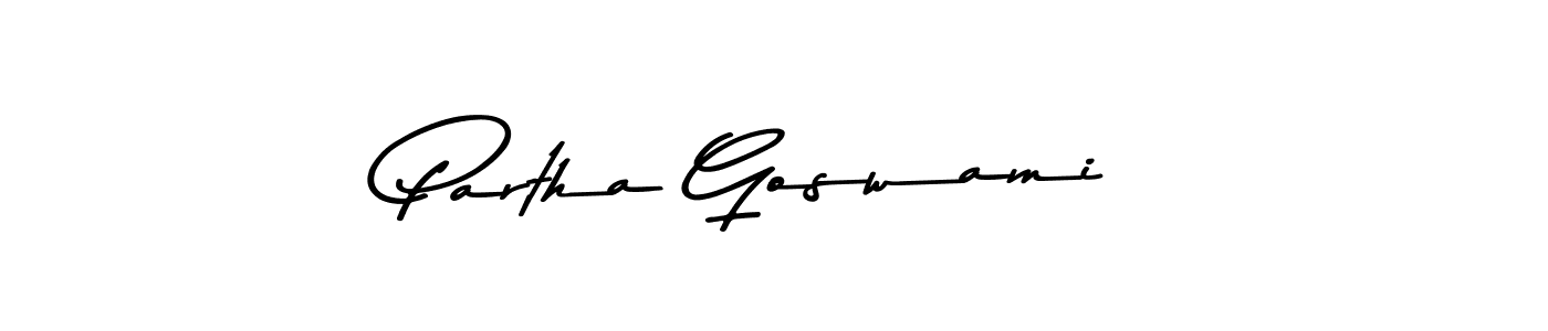 Make a beautiful signature design for name Partha Goswami. With this signature (Asem Kandis PERSONAL USE) style, you can create a handwritten signature for free. Partha Goswami signature style 9 images and pictures png