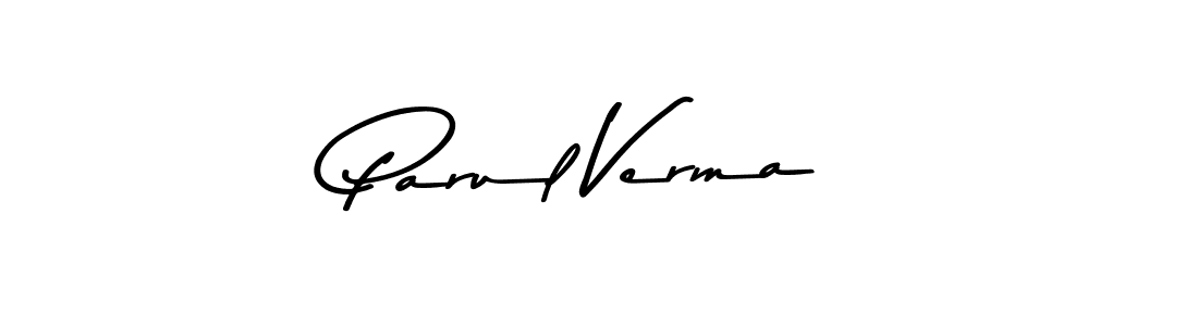 Create a beautiful signature design for name Parul Verma. With this signature (Asem Kandis PERSONAL USE) fonts, you can make a handwritten signature for free. Parul Verma signature style 9 images and pictures png