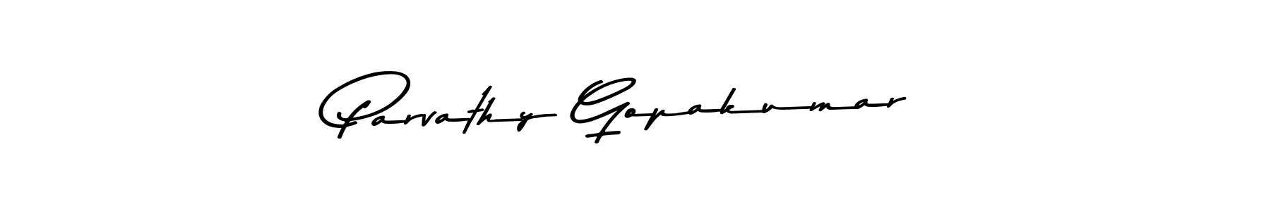 How to make Parvathy Gopakumar name signature. Use Asem Kandis PERSONAL USE style for creating short signs online. This is the latest handwritten sign. Parvathy Gopakumar signature style 9 images and pictures png