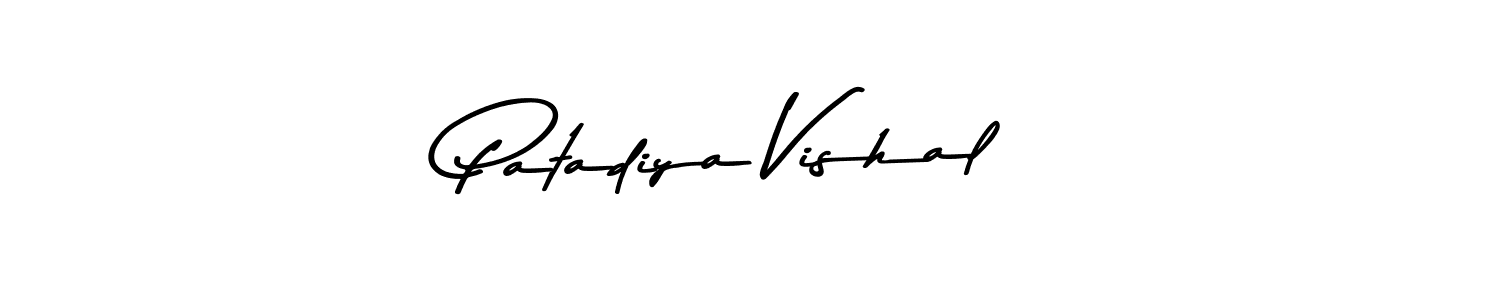 How to make Patadiya Vishal name signature. Use Asem Kandis PERSONAL USE style for creating short signs online. This is the latest handwritten sign. Patadiya Vishal signature style 9 images and pictures png