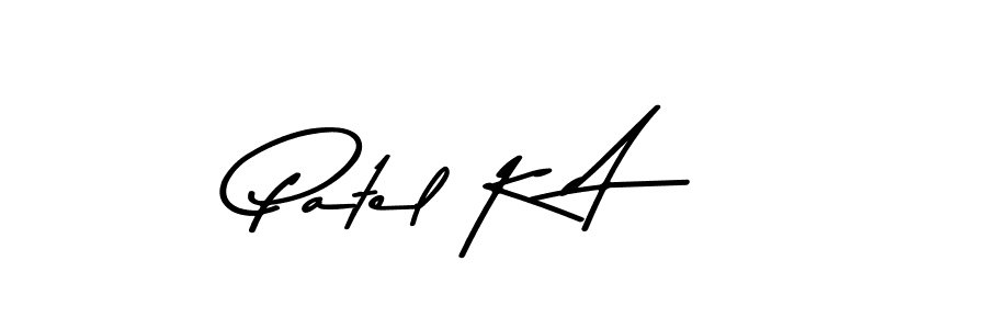 How to make Patel K A name signature. Use Asem Kandis PERSONAL USE style for creating short signs online. This is the latest handwritten sign. Patel K A signature style 9 images and pictures png