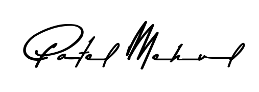 Create a personalized artistic stamp with Patel Mehul in Asem Kandis PERSONAL USE font. Perfect for visual artists, designers, and influencers. Patel Mehul signature style 9 images and pictures png