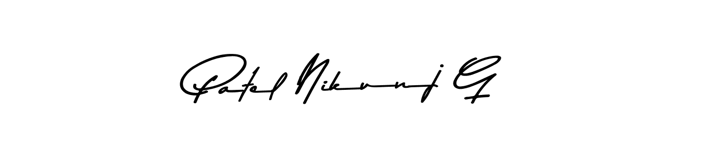 The best way (Asem Kandis PERSONAL USE) to make a short signature is to pick only two or three words in your name. The name Patel Nikunj G include a total of six letters. For converting this name. Patel Nikunj G signature style 9 images and pictures png