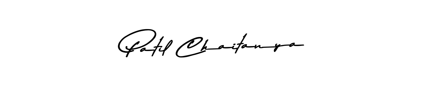 How to make Patil Chaitanya name signature. Use Asem Kandis PERSONAL USE style for creating short signs online. This is the latest handwritten sign. Patil Chaitanya signature style 9 images and pictures png