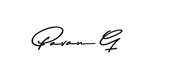 How to make Pavan G name signature. Use Asem Kandis PERSONAL USE style for creating short signs online. This is the latest handwritten sign. Pavan G signature style 9 images and pictures png