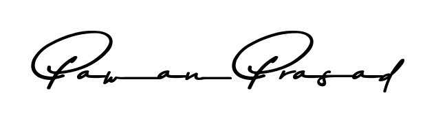 A sleek calligraphic signature for name Pawan Prasad utilizing Asem Kandis PERSONAL USE styling. Great for adding personal signatures to photos and art. Pawan Prasad signature style 9 images and pictures png