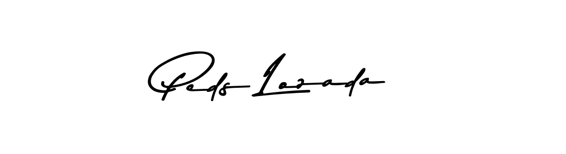 How to make Peds Lozada name signature. Use Asem Kandis PERSONAL USE style for creating short signs online. This is the latest handwritten sign. Peds Lozada signature style 9 images and pictures png