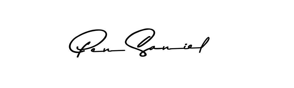 How to make Pen Saniel name signature. Use Asem Kandis PERSONAL USE style for creating short signs online. This is the latest handwritten sign. Pen Saniel signature style 9 images and pictures png