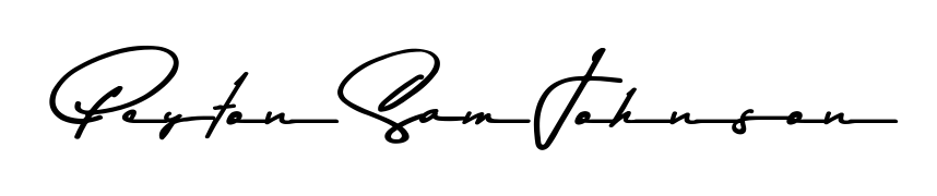 The Asem Kandis PERSONAL USE lettering style adds unique flourish to name Peyton Sam Johnson. Stand out with a custom digital autograph made in seconds. Peyton Sam Johnson signature style 9 images and pictures png