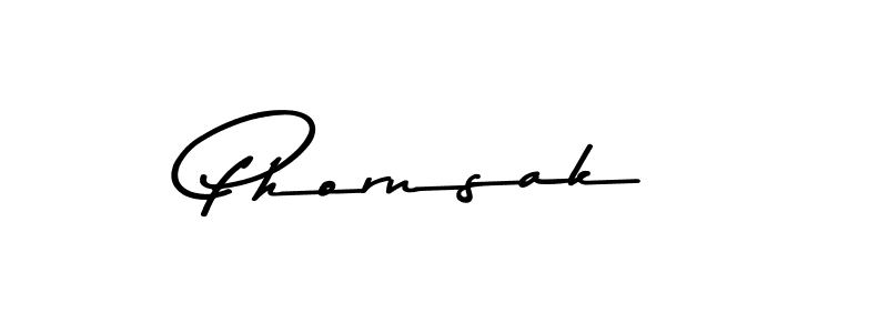 How to make Phornsak name signature. Use Asem Kandis PERSONAL USE style for creating short signs online. This is the latest handwritten sign. Phornsak signature style 9 images and pictures png