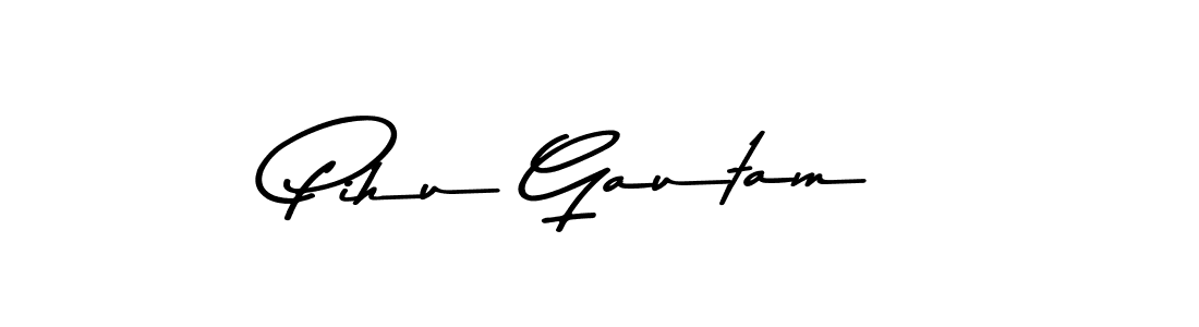 Make a beautiful signature design for name Pihu Gautam. With this signature (Asem Kandis PERSONAL USE) style, you can create a handwritten signature for free. Pihu Gautam signature style 9 images and pictures png