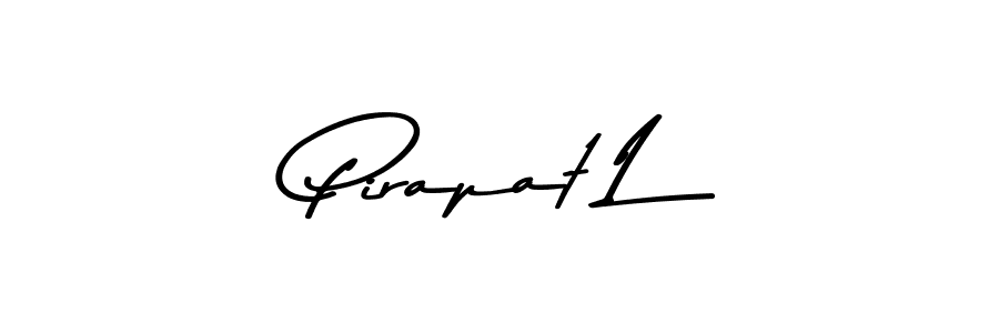 How to make Pirapat L name signature. Use Asem Kandis PERSONAL USE style for creating short signs online. This is the latest handwritten sign. Pirapat L signature style 9 images and pictures png