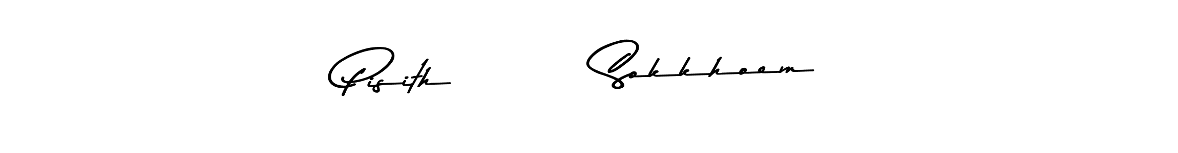 How to make Pisith         Sokkhoem name signature. Use Asem Kandis PERSONAL USE style for creating short signs online. This is the latest handwritten sign. Pisith         Sokkhoem signature style 9 images and pictures png