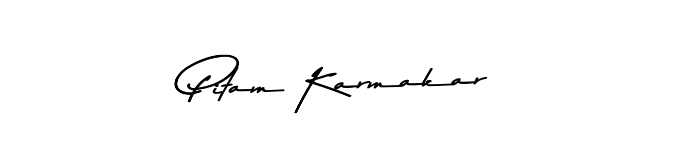 How to make Pitam Karmakar name signature. Use Asem Kandis PERSONAL USE style for creating short signs online. This is the latest handwritten sign. Pitam Karmakar signature style 9 images and pictures png