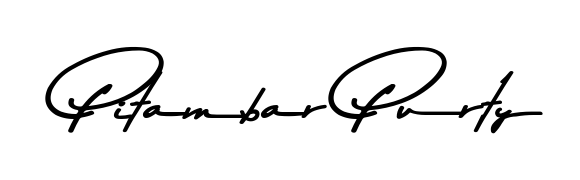 Personalize your online presence with Pitambar Purty signature rendered in elegant Asem Kandis PERSONAL USE font. Great for website footers and blogs. Pitambar Purty signature style 9 images and pictures png