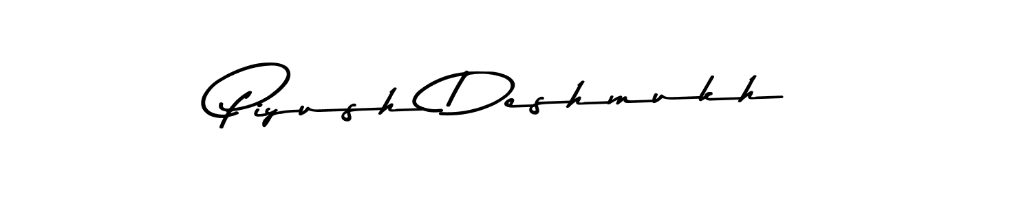 How to make Piyush Deshmukh name signature. Use Asem Kandis PERSONAL USE style for creating short signs online. This is the latest handwritten sign. Piyush Deshmukh signature style 9 images and pictures png