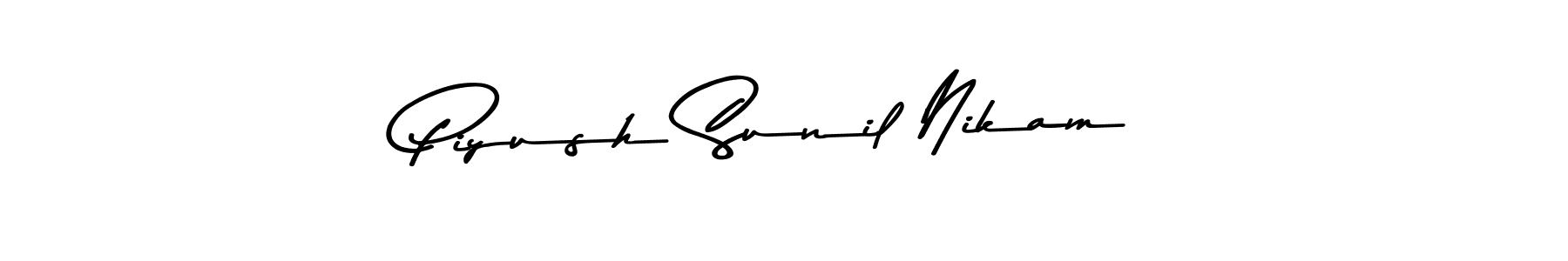 Create a beautiful signature design for name Piyush Sunil Nikam. With this signature (Asem Kandis PERSONAL USE) fonts, you can make a handwritten signature for free. Piyush Sunil Nikam signature style 9 images and pictures png