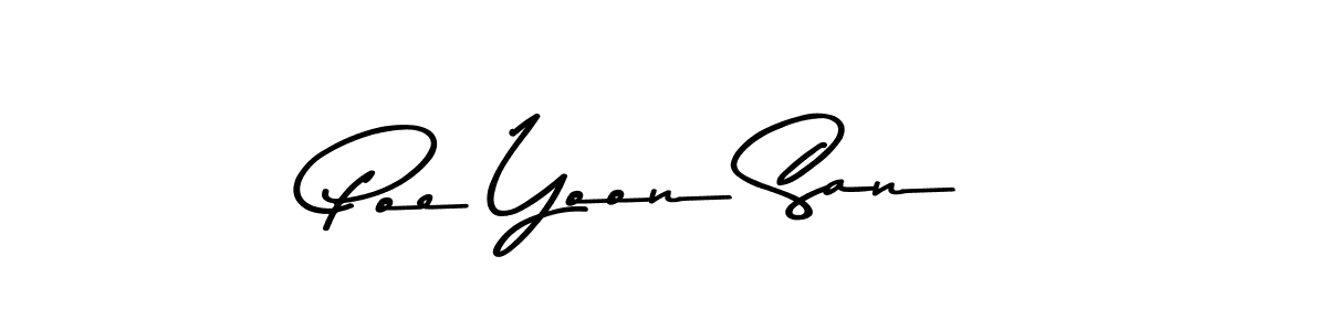 Also You can easily find your signature by using the search form. We will create Poe Yoon San name handwritten signature images for you free of cost using Asem Kandis PERSONAL USE sign style. Poe Yoon San signature style 9 images and pictures png