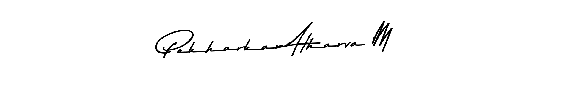 The best way (Asem Kandis PERSONAL USE) to make a short signature is to pick only two or three words in your name. The name Pokharkar Atharva M include a total of six letters. For converting this name. Pokharkar Atharva M signature style 9 images and pictures png