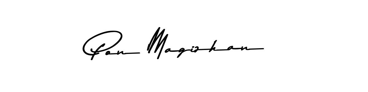 Create a beautiful signature design for name Pon Magizhan. With this signature (Asem Kandis PERSONAL USE) fonts, you can make a handwritten signature for free. Pon Magizhan signature style 9 images and pictures png