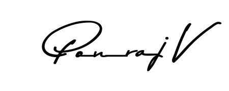 A stylish, flowing autograph style designed for name Ponraj V using Asem Kandis PERSONAL USE typography. Perfect for digital creative projects. Ponraj V signature style 9 images and pictures png