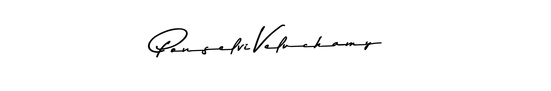 Make a beautiful signature design for name Ponselvi Veluchamy. With this signature (Asem Kandis PERSONAL USE) style, you can create a handwritten signature for free. Ponselvi Veluchamy signature style 9 images and pictures png