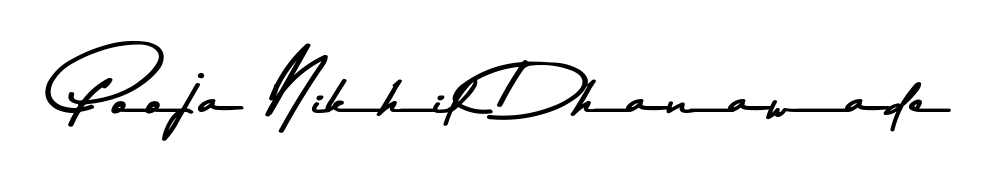 A classic penmanship look for Pooja Nikhil Dhanawade. The Asem Kandis PERSONAL USE font brings timeless elegance and confidence to every signed document. Pooja Nikhil Dhanawade signature style 9 images and pictures png