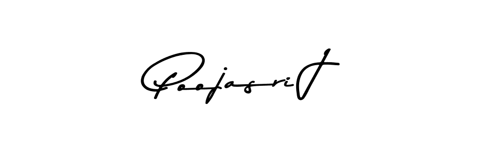 How to make Poojasri J name signature. Use Asem Kandis PERSONAL USE style for creating short signs online. This is the latest handwritten sign. Poojasri J signature style 9 images and pictures png