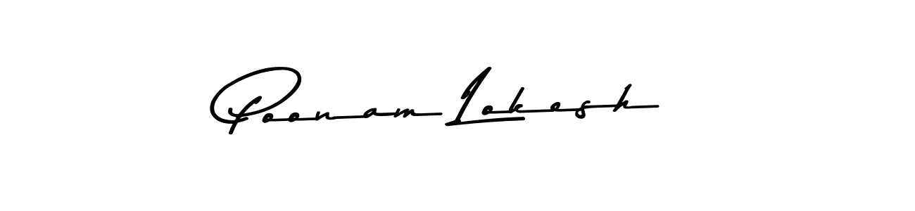 How to make Poonam Lokesh name signature. Use Asem Kandis PERSONAL USE style for creating short signs online. This is the latest handwritten sign. Poonam Lokesh signature style 9 images and pictures png