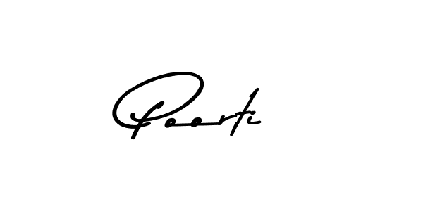 Make a beautiful signature design for name Poorti. With this signature (Asem Kandis PERSONAL USE) style, you can create a handwritten signature for free. Poorti signature style 9 images and pictures png
