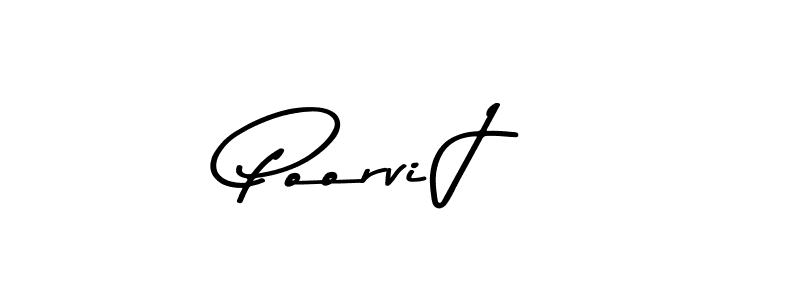 Make a beautiful signature design for name Poorvi J. With this signature (Asem Kandis PERSONAL USE) style, you can create a handwritten signature for free. Poorvi J signature style 9 images and pictures png