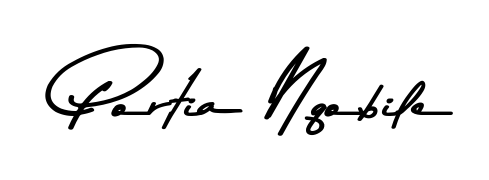 Create your official email sign-off with Portia Nqobile name in Asem Kandis PERSONAL USE style. Crisp, clean, and perfectly legible across all screens. Portia Nqobile signature style 9 images and pictures png