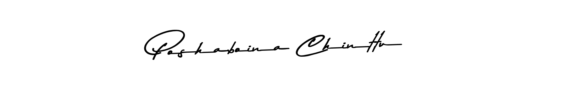 How to make Poshaboina Chinttu name signature. Use Asem Kandis PERSONAL USE style for creating short signs online. This is the latest handwritten sign. Poshaboina Chinttu signature style 9 images and pictures png