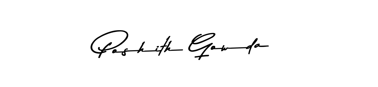 Create a beautiful signature design for name Poshith Gowda. With this signature (Asem Kandis PERSONAL USE) fonts, you can make a handwritten signature for free. Poshith Gowda signature style 9 images and pictures png