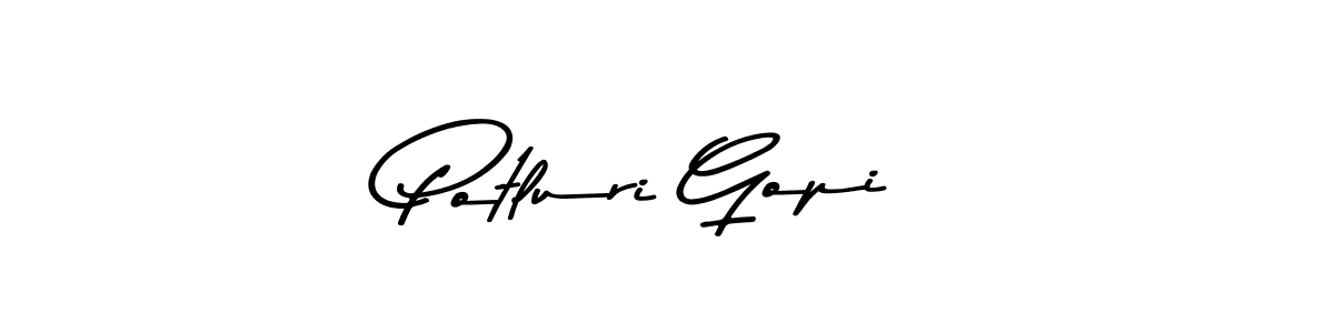 Make a beautiful signature design for name Potluri Gopi. With this signature (Asem Kandis PERSONAL USE) style, you can create a handwritten signature for free. Potluri Gopi signature style 9 images and pictures png