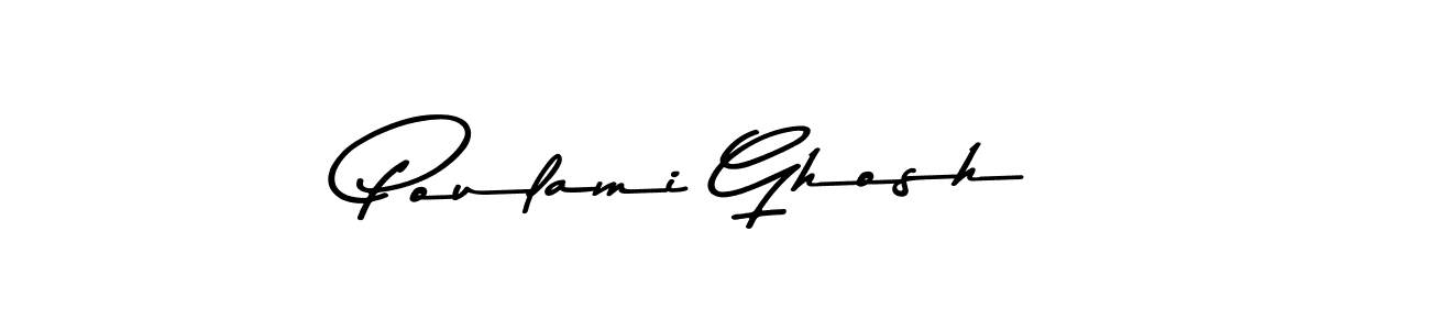 How to make Poulami Ghosh name signature. Use Asem Kandis PERSONAL USE style for creating short signs online. This is the latest handwritten sign. Poulami Ghosh signature style 9 images and pictures png