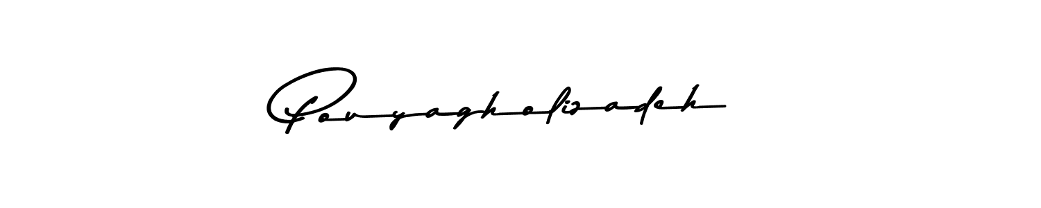 How to make Pouyagholizadeh name signature. Use Asem Kandis PERSONAL USE style for creating short signs online. This is the latest handwritten sign. Pouyagholizadeh signature style 9 images and pictures png