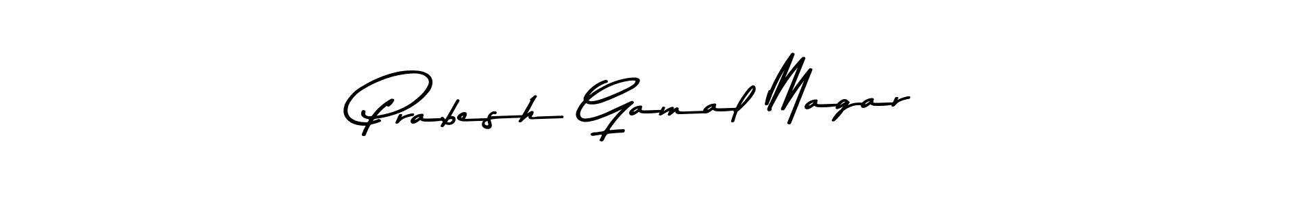 Asem Kandis PERSONAL USE is a professional signature style that is perfect for those who want to add a touch of class to their signature. It is also a great choice for those who want to make their signature more unique. Get Prabesh Gamal Magar name to fancy signature for free. Prabesh Gamal Magar signature style 9 images and pictures png